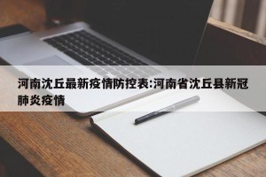 河南沈丘最新疫情防控表:河南省沈丘县新冠肺炎疫情