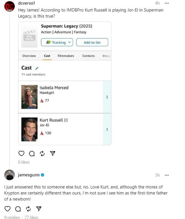 James Gunn Debunks Kurt Russell In Superman Legacy Rumors