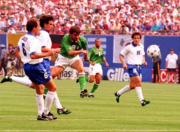 Ray Houghton scoring against Italy in 1994 world cup